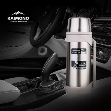 Bình nước đạp xe giữ nhiệt cao cấp KAIMONO inox 1.2L, dây đeo du lịch, phượt 6