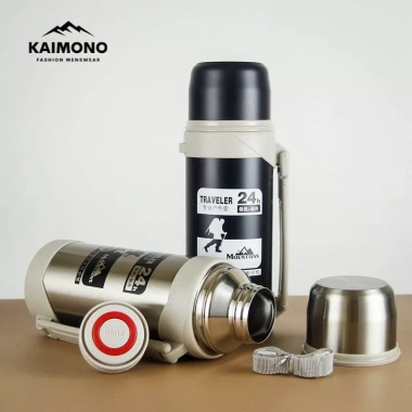 Bình nước đạp xe giữ nhiệt cao cấp KAIMONO inox 1.2L, dây đeo du lịch, phượt 8