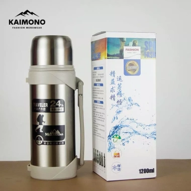 Bình nước đạp xe giữ nhiệt cao cấp KAIMONO inox 1.2L, dây đeo du lịch, phượt 9