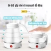 Bình nước đun sôi siêu tốc 600ml gấp gọn du lịch, silicon dày, đĩa lót thép 304 giữ nhiệt an toàn - Giá chỉ 153.000₫