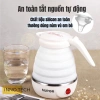 Bình nước đun sôi siêu tốc 600ml gấp gọn du lịch, silicon dày, đĩa lót thép 304 giữ nhiệt an toàn - Giá chỉ 153.000₫ 4