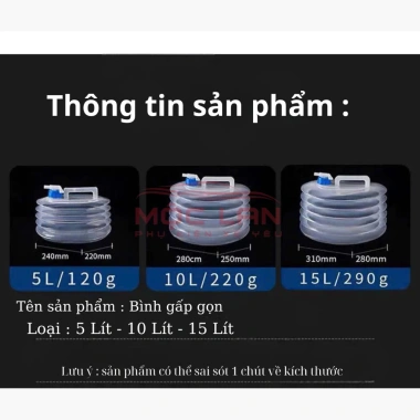 Bình Nước Gấp Gọn Siêu Nhẹ 5L-15L - Du Lịch Dã Ngoại 64.400 VND