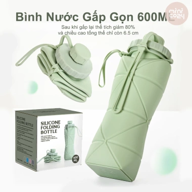 Bình Nước Gấp Gọn Silicon 600ml Chịu Nhiệt Mini Cozy - Du Lịch Thể Thao