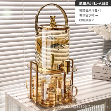 Bình nước Gấu thủy tinh van đóng mở 4 cốc xoắn - Dùng cho nhà hàng, khách sạn, cafe