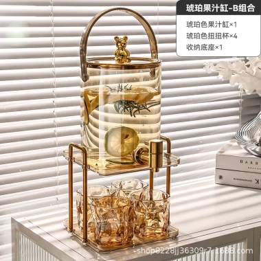 Bình nước Gấu thủy tinh van đóng mở 4 cốc xoắn - Dùng cho nhà hàng, khách sạn, cafe 10
