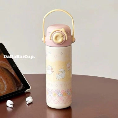 Bình nước giữ nhiệt Hoạ Tiết Capy Cún 500ml inox - Quai xách tiện lợi, giảm giá 16%