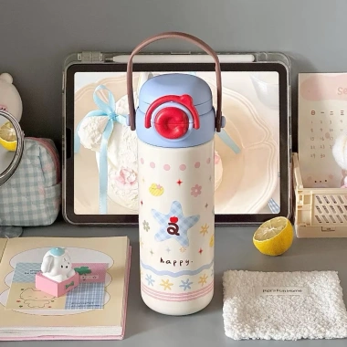 Bình nước giữ nhiệt Hoạ Tiết Capy Cún 500ml inox - Quai xách tiện lợi, giảm giá 16%