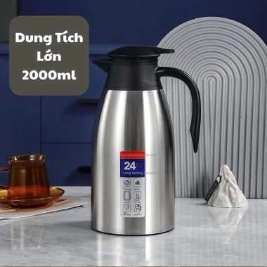Bình Nước Inox 304 2L Nắp Vặn Kín – Giữ Lạnh Lâu, Cho Gia Đình & Văn Phòng, 160k 3