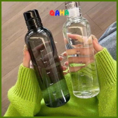 Bình Nước nhựa 500ml trong suốt có thang đo chia vạch thời gian - Tiện dụng, giá 28.028₫