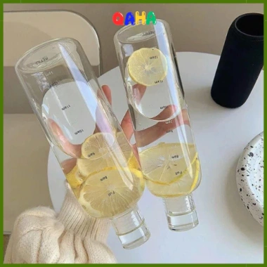 Bình Nước nhựa 500ml trong suốt có thang đo chia vạch thời gian - Tiện dụng, giá 28.028₫