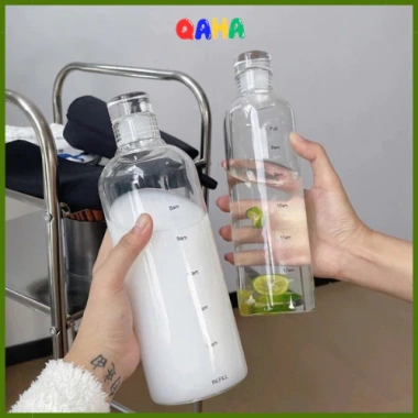 Bình Nước nhựa 500ml trong suốt có thang đo chia vạch thời gian - Tiện dụng, giá 28.028₫