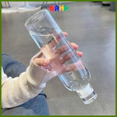 Bình Nước nhựa 500ml trong suốt có thang đo chia vạch thời gian - Tiện dụng, giá 28.028₫
