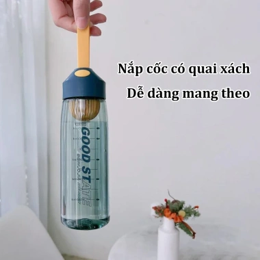 Bình Nước Nhựa 750ml BPA Free Vạch Đo Dung Tích Chống Rò Rỉ Dành Cho Thể Thao Gym Văn Phòng Du Lịch Giá 67.000 VND