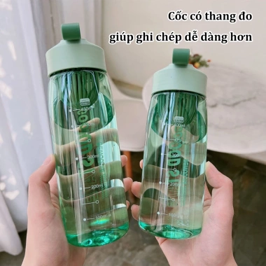 Bình Nước Nhựa 750ml BPA Free Vạch Đo Dung Tích Chống Rò Rỉ Dành Cho Thể Thao Gym Văn Phòng Du Lịch Giá 67.000 VND
