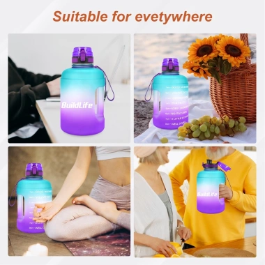 Bình nước QUIFIT 2.2L không BPA, vạch chia thời gian nhắc nhở hàng ngày - Giá chỉ 253.000 VND