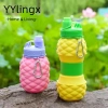 Bình nước silicon YYLINGX 700ml gập lại, chai du lịch tái sử dụng hình quả dứa Cốc nước gấp tiện lợi
