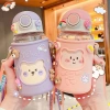 Bình nước silicone 620ml - Thiết kế hoạt hình dễ thương, kèm sticker 2D & túi đựng, giá chỉ 79.000₫