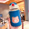 Bình nước silicone 620ml - Thiết kế hoạt hình dễ thương, kèm sticker 2D & túi đựng, giá chỉ 79.000₫ 5