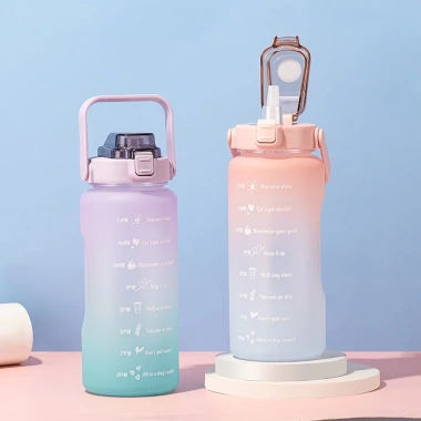 Bình Nước Tập Gym 2L Dễ Thương - Vạch Báo Giờ Uống, Kèm Sticker Độc Đáo, Giá Ưu Đãi 72.900₫