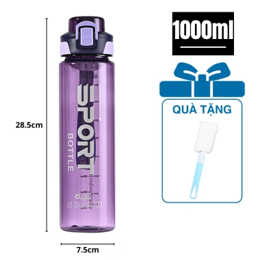Bình Nước Thể Thao 1.000ml Quai Xách Nhựa PP An Toàn - Dùng cho Gym, Chạy Bộ BOLI HOUSE 7