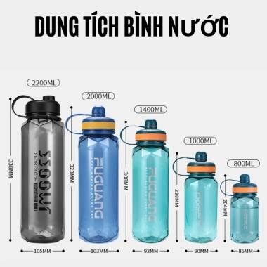 Bình nước thể thao 2-2.2 lít PC không mùi, chống sặc, an toàn sức khỏe 105.000₫