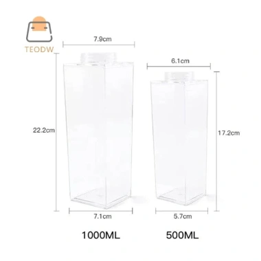 Bình Nước Thể Thao 500/1.000ml TeOdw-t Trong Suốt, Đựng Sữa, Cà Phê, Nước Ép, Trà – Dễ Mang Cắm Trại Gym 5