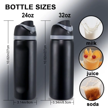 Bình nước thể thao cách nhiệt GEMFUL 750ml-1L, ống hút, cốc du lịch không BPA 24oz/32oz 2