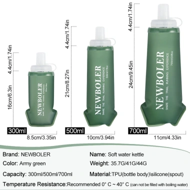 Bình Nước Thể Thao Gập Lại NEWBOLER 300‑700ml TPU Silicone Cho Du Lịch, Xe Đạp