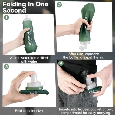 Bình Nước Thể Thao Gập Lại NEWBOLER 300‑700ml TPU Silicone Cho Du Lịch, Xe Đạp