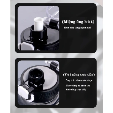Bình Nước Thể Thao PC Ngoài Trời 1.700-2.700ml, Dung Tích Lớn, Cân Chính Xác, Di Động, Dùng Tập Gym 3
