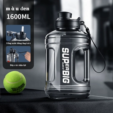Bình Nước Thể Thao PC Ngoài Trời 1.700-2.700ml, Dung Tích Lớn, Cân Chính Xác, Di Động, Dùng Tập Gym 4