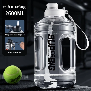 Bình Nước Thể Thao PC Ngoài Trời 1.700-2.700ml, Dung Tích Lớn, Cân Chính Xác, Di Động, Dùng Tập Gym 7