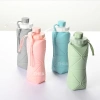 Bình nước thể thao silicone 600ml chịu nhiệt, quai xách gấp gọn thời trang- THEA 6