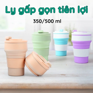Bình nước thể thao silicone 600ml chịu nhiệt, quai xách gấp gọn thời trang- THEA