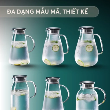 Bình Nước Thuỷ Tinh 2L Chịu Nhiệt Borosilicate Không Chì - PHALEDO P-382 125k