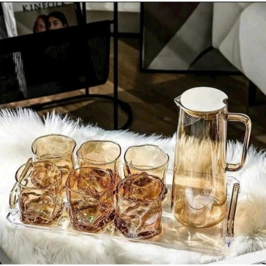 Bình nước thủy tinh 5L có vòi, kệ gốm sứ, bộ 4 ly, bình 3.6L - Set phòng khách 398.000 5