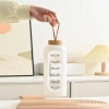 Bình Nước Thủy Tinh MILTER Nắp Tre Đánh Dấu Thời Gian và Tay Áo Silicon Thể Thao 9