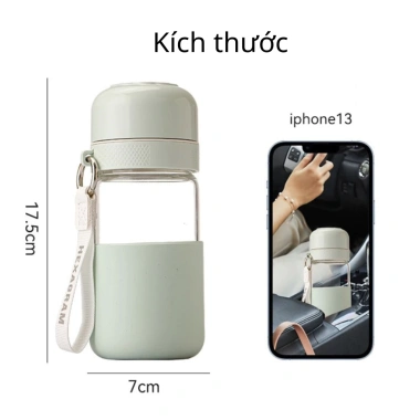 Bình nước thủy tinh nắp silicon tiện lợi, màu bắt mắt, đi mọi nơi - 132.300₫ 8