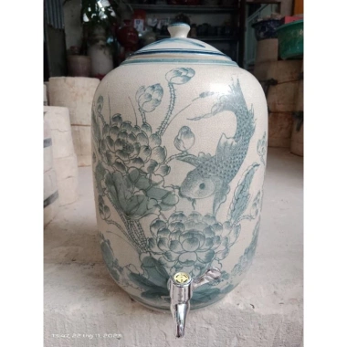 Bình nước và rượu 10L vòi mạ inox, men rạn - Giá 309.900 VNĐ, chất liệu bền bì 8