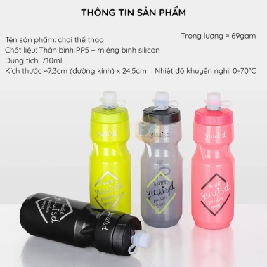 Bình Nước Xe Đạp Thể Thao 710ml An Toàn, Nắp Chống Bụi - Giá chỉ 55.000₫, phù hợp Gym, Chạy Bộ, Giải Trí 2
