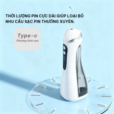 Bình tăm nước sạc không dây 24 tháng, 3 chế độ, 3 vòi xịt, 200ml - Dành cho người niềng răng, Giá 450k
