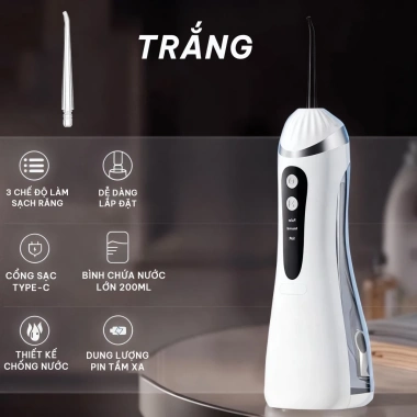 Bình tăm nước sạc không dây 24 tháng, 3 chế độ, 3 vòi xịt, 200ml - Dành cho người niềng răng, Giá 450k 10 Bình tăm nước sạc không dây 24 tháng, 3 chế độ, 3 vòi xịt, 200ml - Dành cho người niềng răng, Giá 450k 10