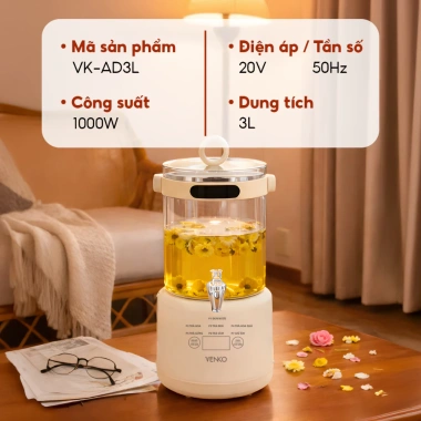 Bình Thủy Điện Venko VK-AD3L 3L Đun Nước Nóng Giữ Nhiệt, Pha Trà, Pha Sữa - Bảo Hành 12 Tháng 9