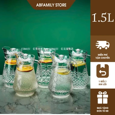 Bình thủy tinh 1.5L-1.7L chịu nhiệt ca rót nước hoa quả suốt tiện – 85.500₫