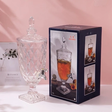 Bình Thuỷ Tinh 3 lít có vòi Huydecor, thiết kế sang trọng, giá chỉ 315.000₫
