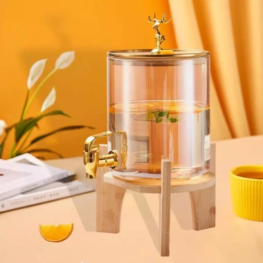 Bình thủy tinh 3,5L chịu nhiệt có vòi, đế gỗ sang trọng - Giá ưu đãi 229.000₫ 2
