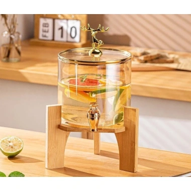 Bình thủy tinh 3,5L chịu nhiệt có vòi, đế gỗ sang trọng - Giá ưu đãi 229.000₫ 4