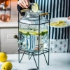 Bình thủy tinh 4L cho tủ lạnh - vòi vặn tiện lợi, kèm kệ, mix nước hoa quả