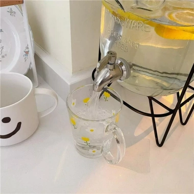Bình thủy tinh 4L cho tủ lạnh - vòi vặn tiện lợi, kèm kệ, mix nước hoa quả 7