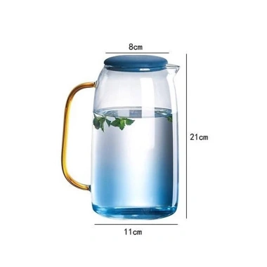 Bình thủy tinh chịu nhiệt 1.3L Quai vàng, nắp silicone cao cấp - Giá chỉ 95.000₫